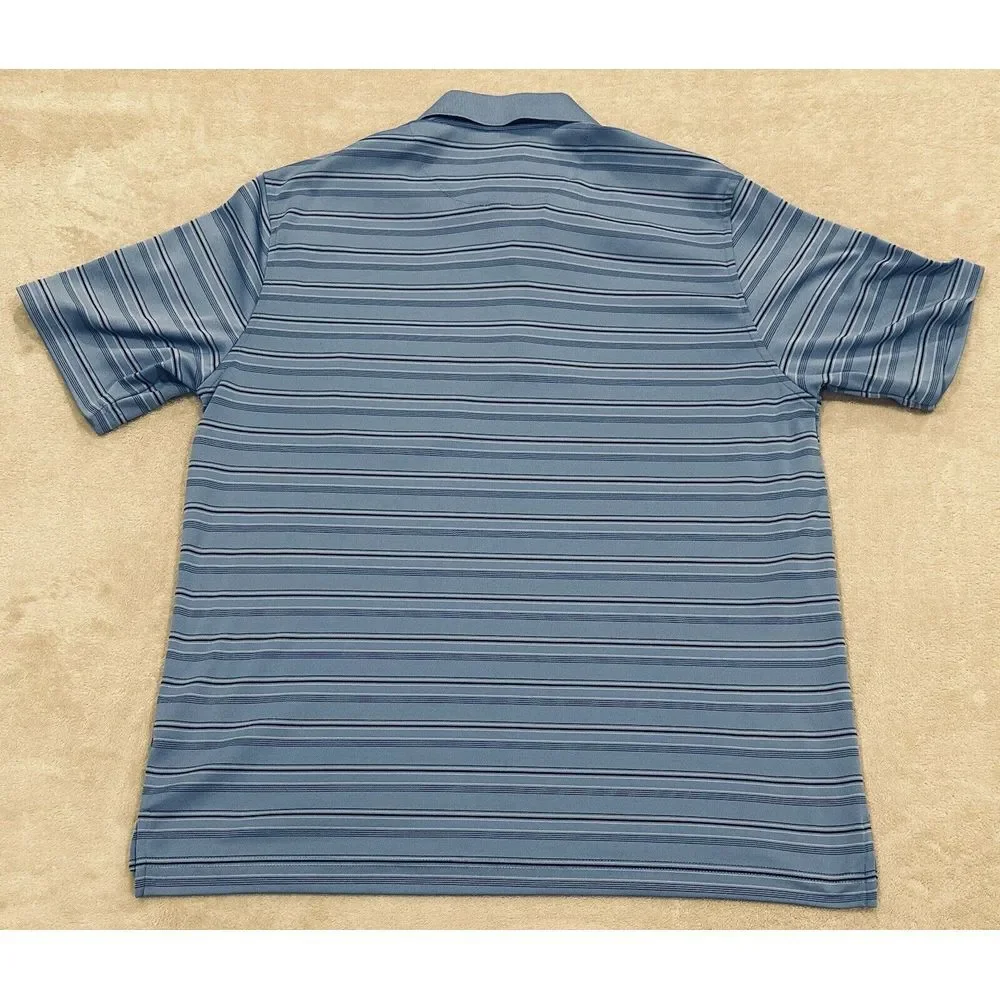 Golden Bear Performance Golf‎ Polo Shirt Men's Large Short Sleeve Blue Striped